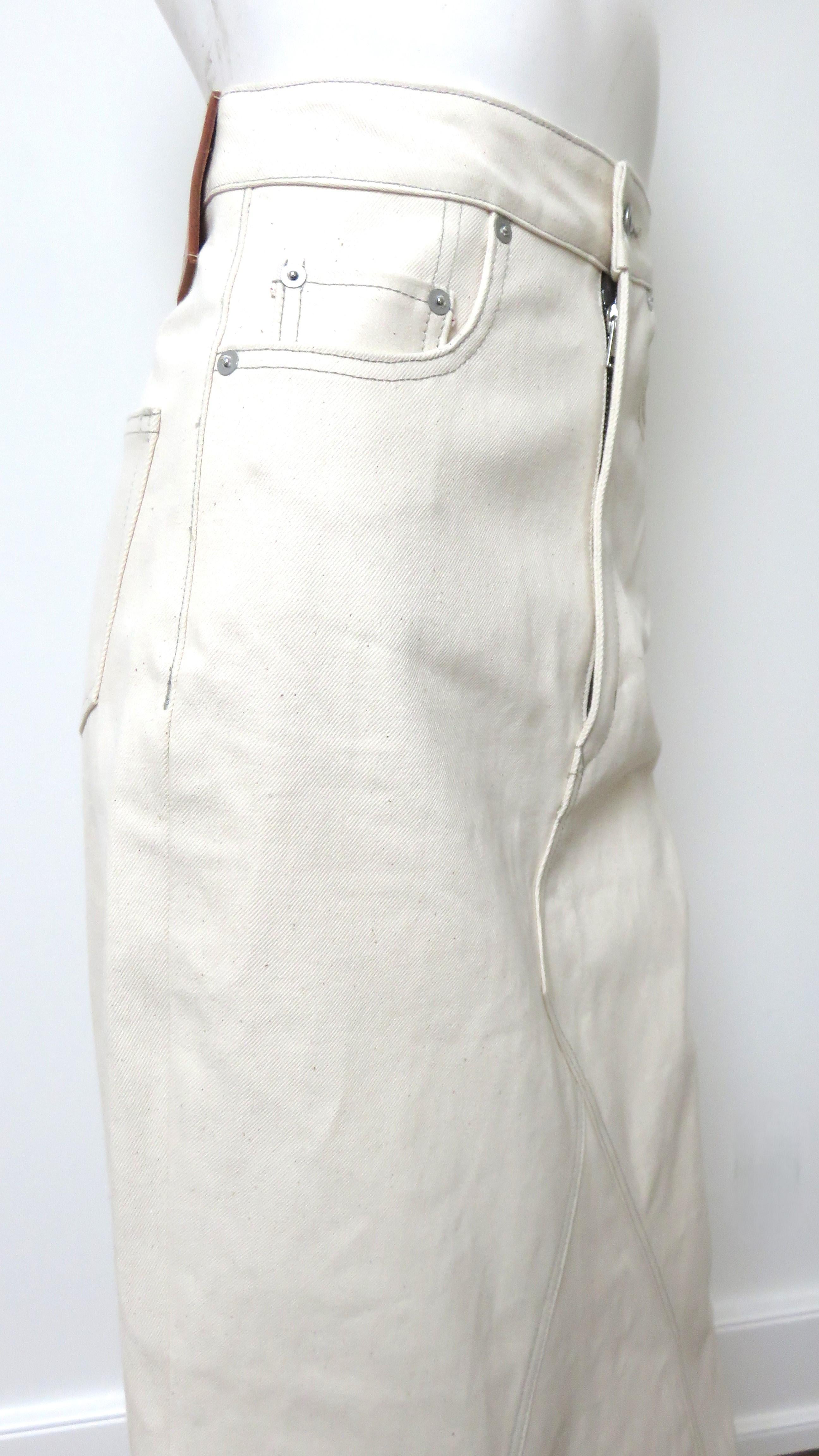 Rick Owens New Off White Selvedged Denim Fogachine SS 2022 Maxi Skirt 2