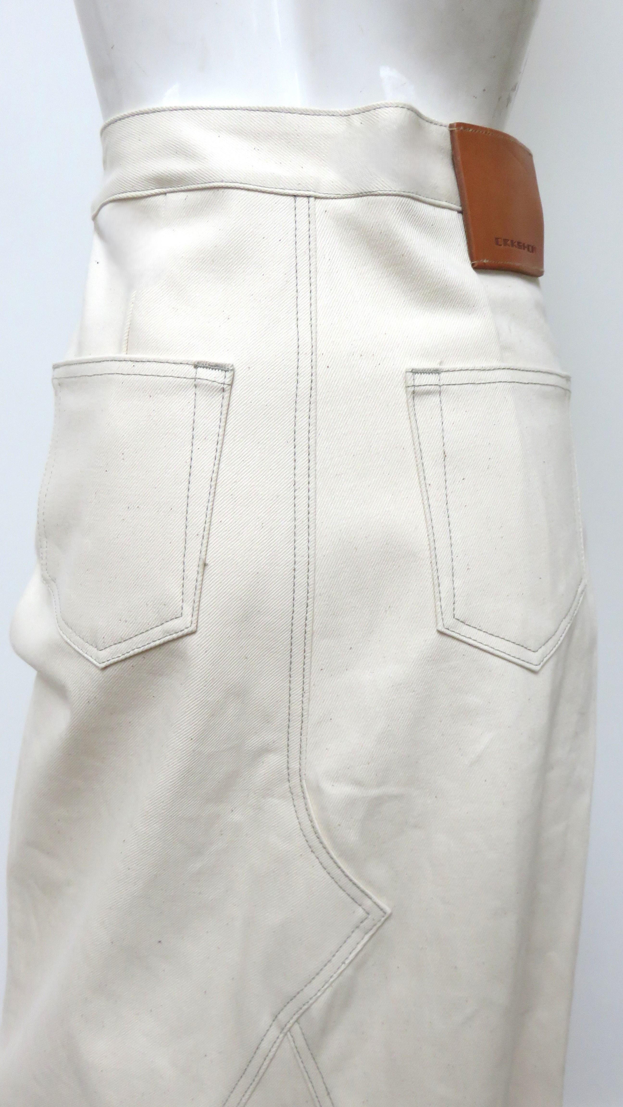 Rick Owens New Off White Selvedged Denim Fogachine SS 2022 Maxi Skirt 3