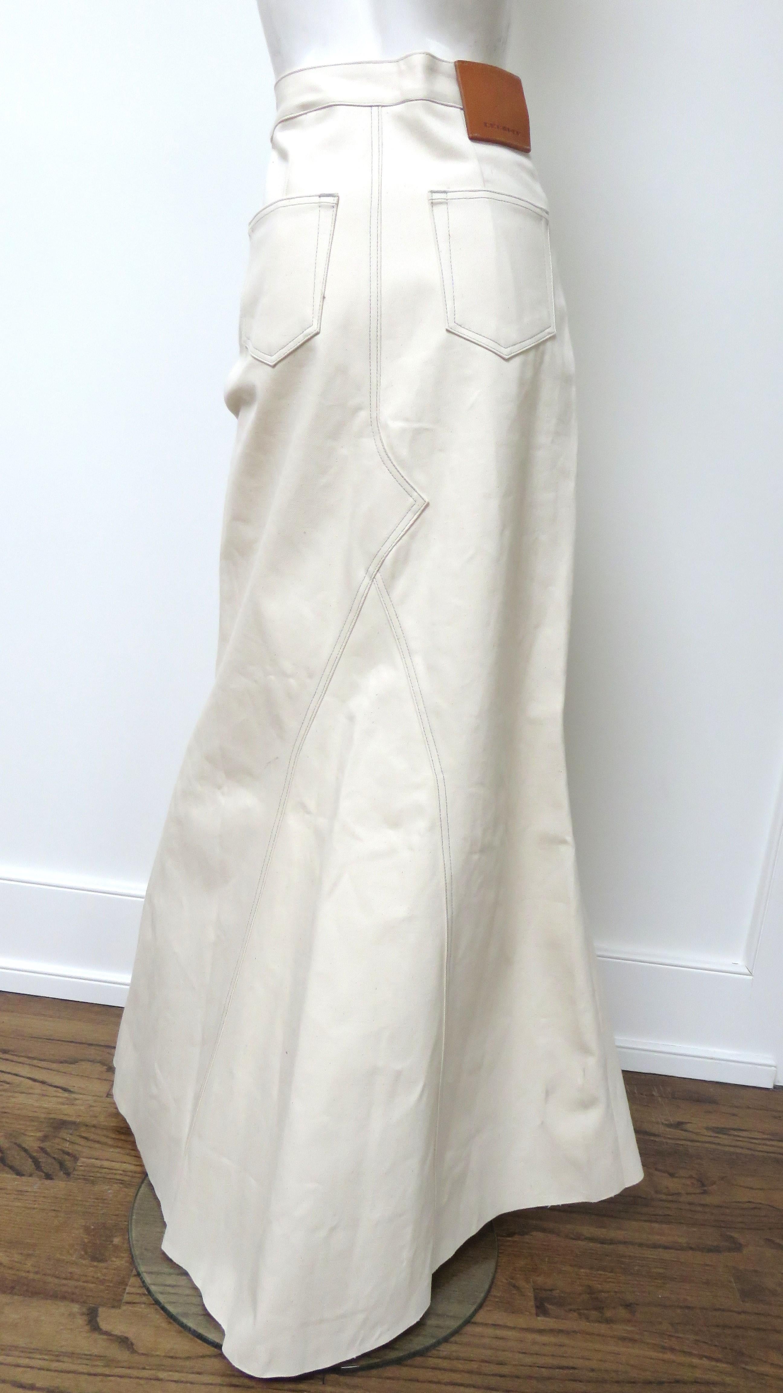 Rick Owens New Off White Selvedged Denim Fogachine SS 2022 Maxi Skirt 4