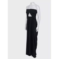 Rick Owens Open Shoulder Elegant Black Wool Dress US6/M