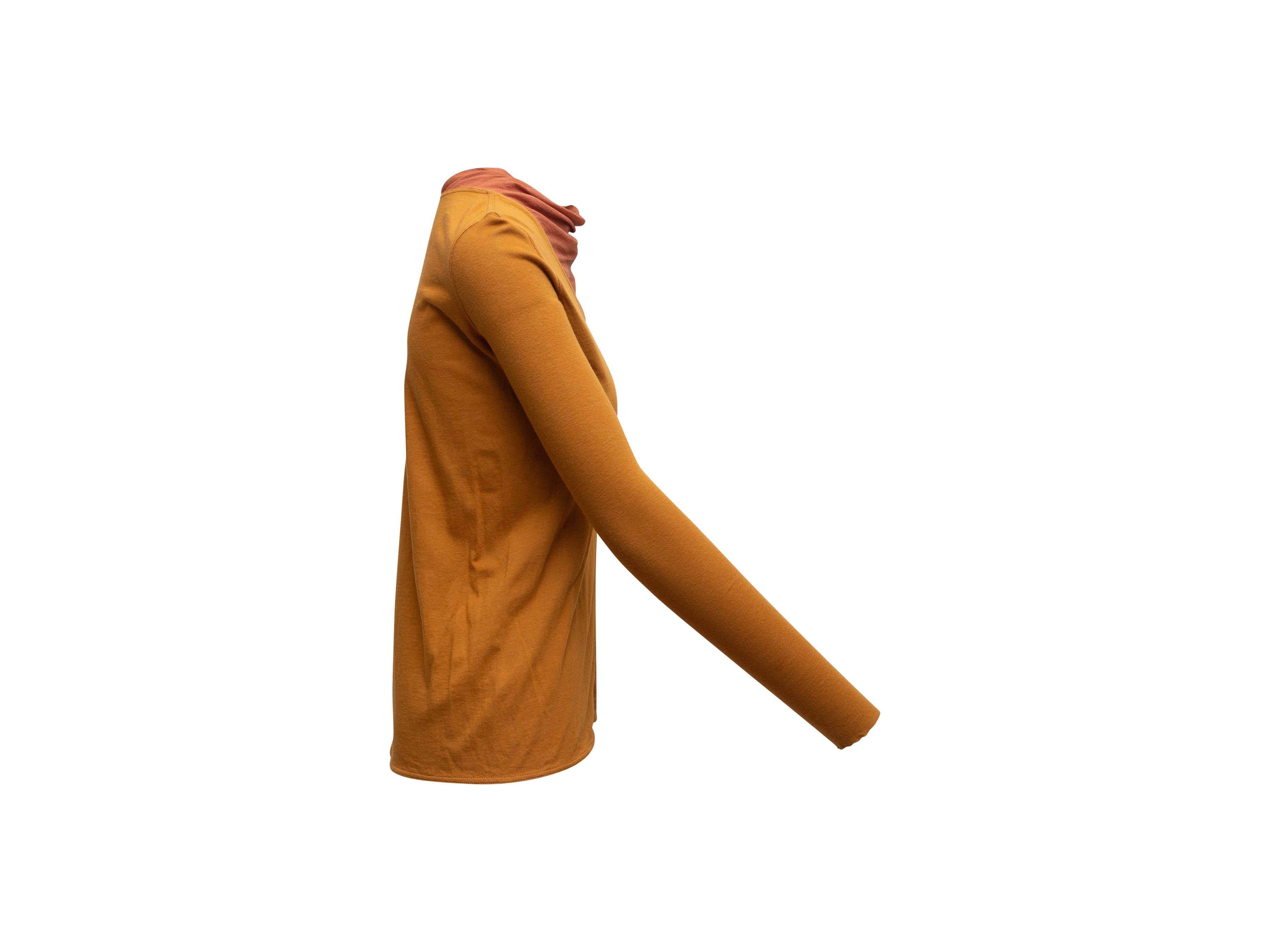 Rick Owens Orange Cowl Neck Long Sleeve Top In Good Condition In New York, NY