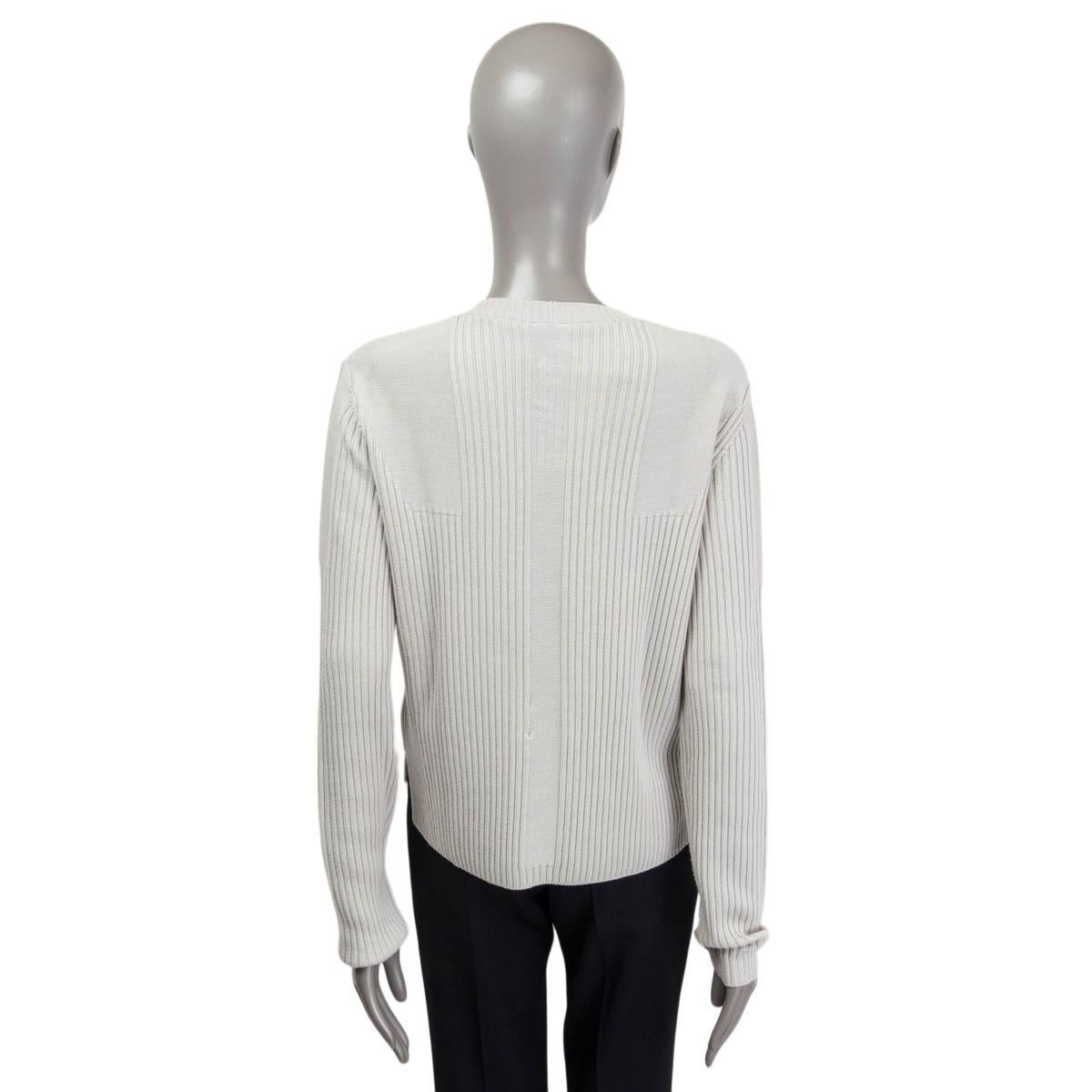 100% authentic Rick Owens Spring/Summer 2021 'Fisherman' long sleeve rib knit sweater in oyster new wool (100%). Features slits on the sides. Unlined. Has been worn once and is in virtually new condition.

Measurements
Tag Size	S
Size	S
Shoulder