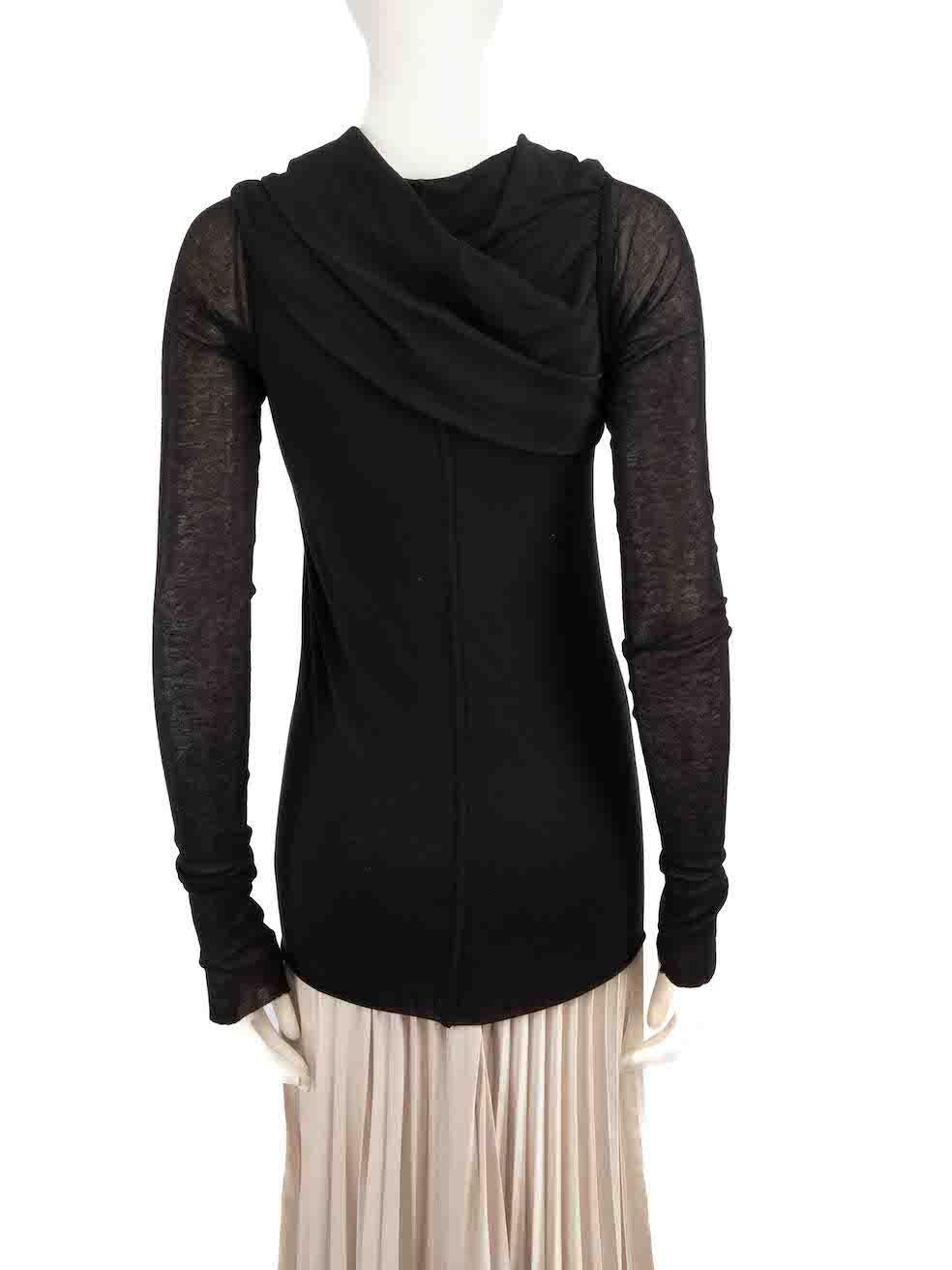 Rick Owens Rick Owens Lilies Black Cowl Neck Draped Top Size XL In Good Condition In London, GB