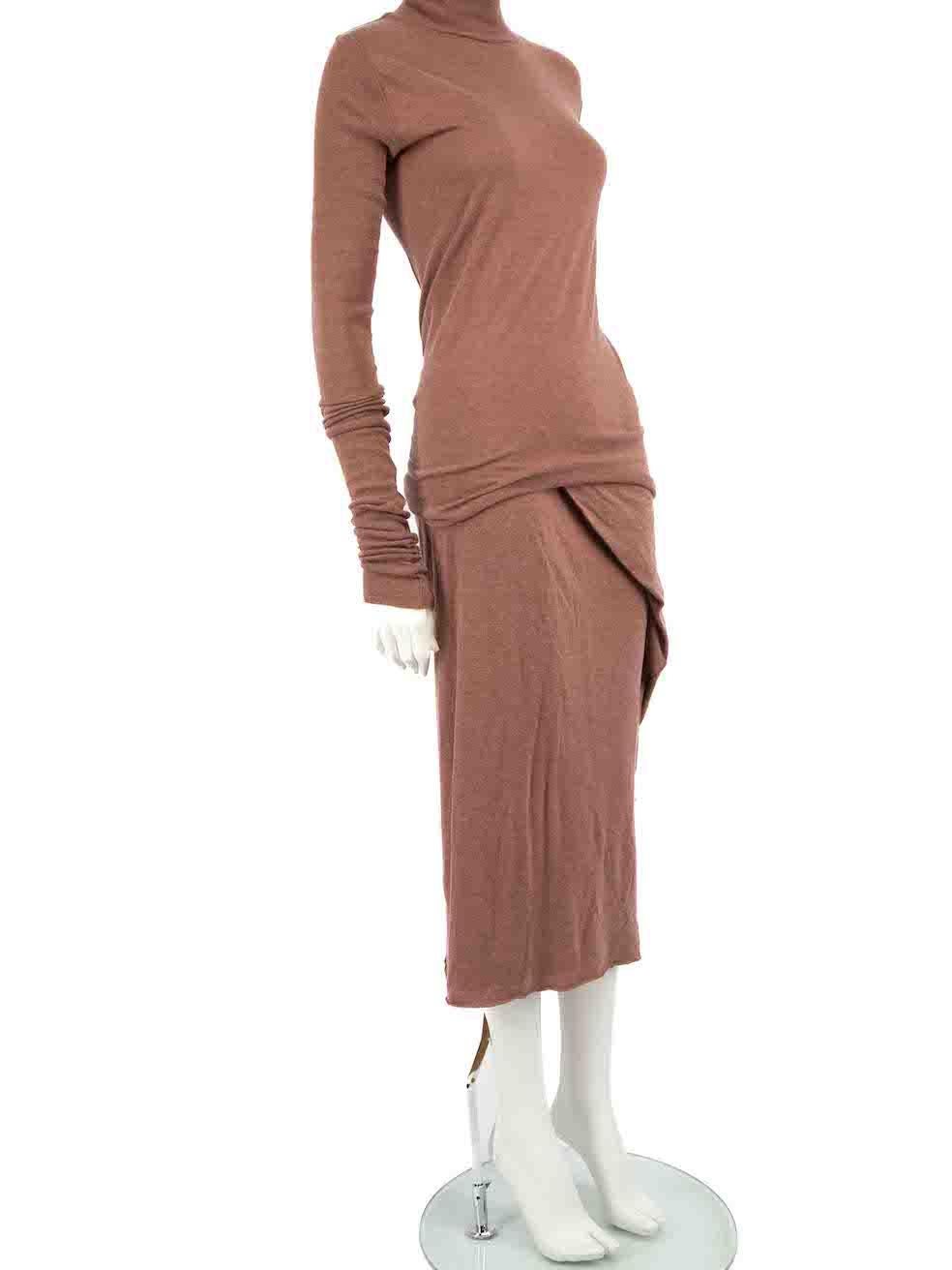 CONDITION is Very good. Minimal wear to set is evident. There is a light pilling through the front of the skirt on this used Rick Owens Lilies designer resale item.
 
 
 
 Details
 
 
 Brown
 
 Synthetic
 
 Matching set
 
 Stretchy
 
 Long sleeves