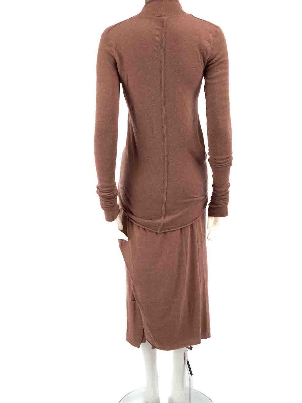 Rick Owens Rick Owens Lilies Brown Turtleneck & Skirt Matching Set Size M In Good Condition For Sale In London, GB