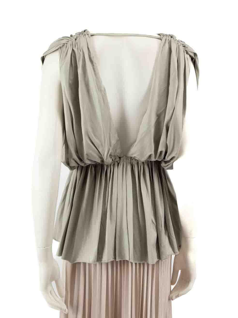 Gray Rick Owens Rick Owens Lilies Grey Ruched Detail V-Neck Top Size S