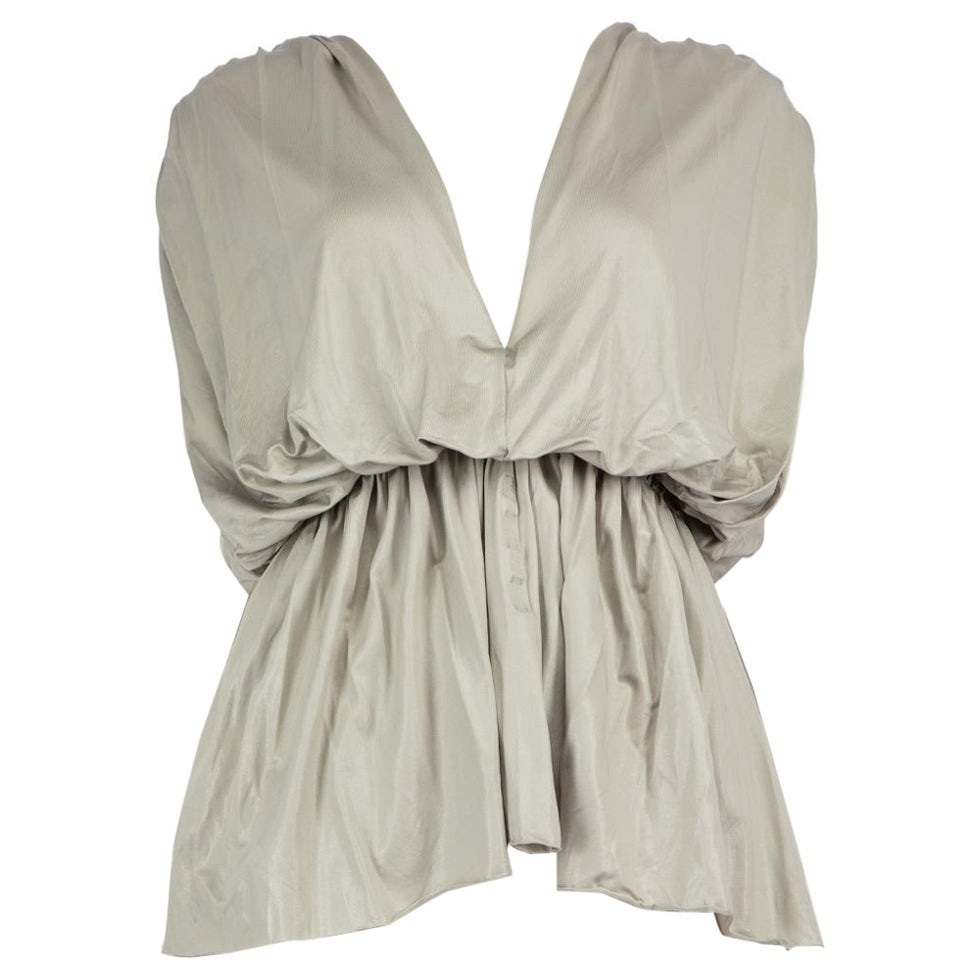 Rick Owens Rick Owens Lilies Grey Ruched Detail V-Neck Top Size S