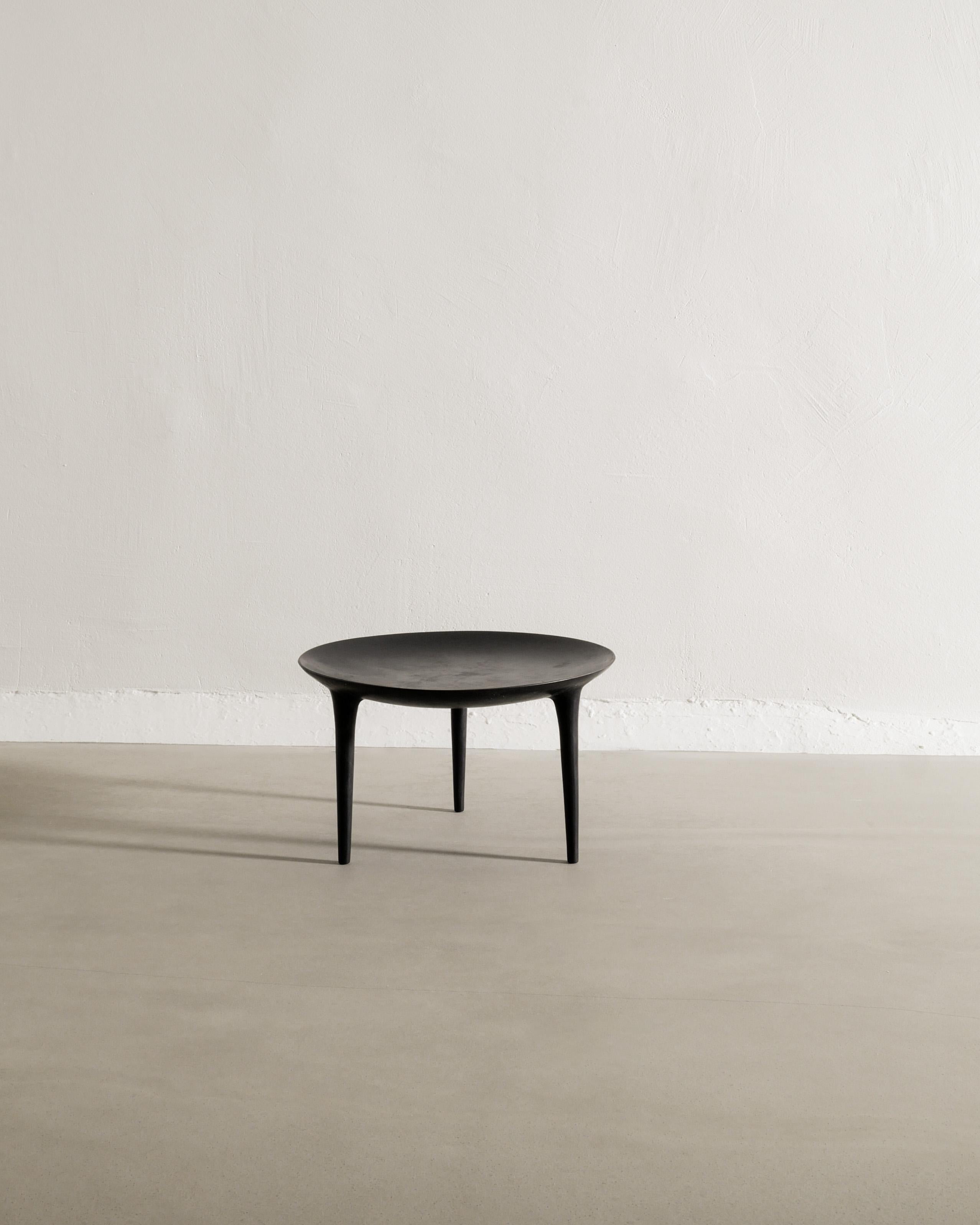 Mid-Century Modern Rick Owens Round Brazier Low Side Table in Black Bronze Produced in France, 2022
