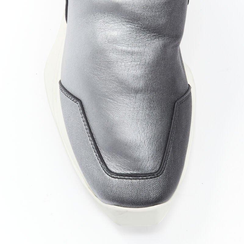 RICK Owens Runner Stretch argento nero ginocchio hi boot sneaker EU39 in vendita 2