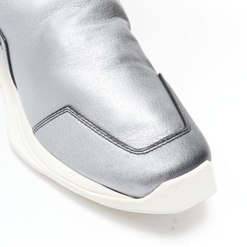 RICK Owens Runner Stretch argento nero ginocchio hi boot sneaker EU39 in vendita 3