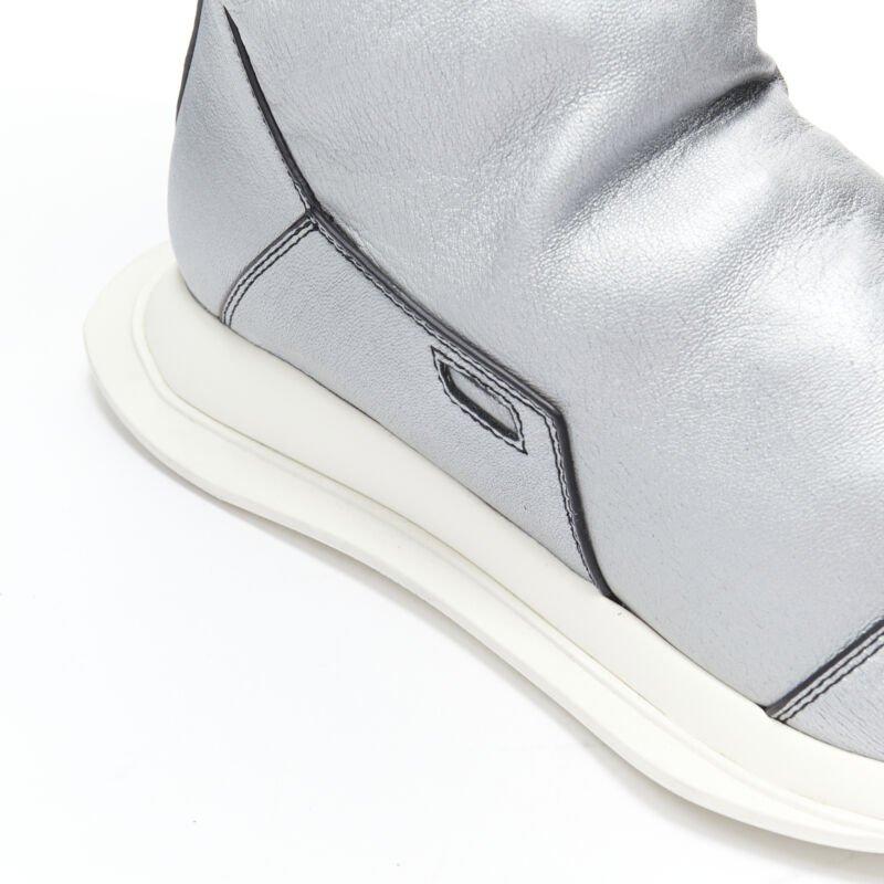 RICK Owens Runner Stretch argento nero ginocchio hi boot sneaker EU39 in vendita 4