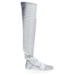 RICK OWENS Runner Stretch plata negro rodilla hi bota sneaker EU39
