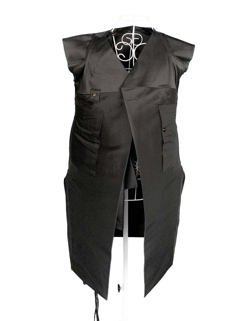 New w/Tags Rick Owens Runway SS 2015 Faun Silk Sleeveless Jacket, Vest in Black For Sale 13