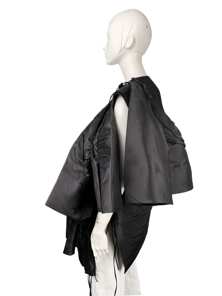 New w/Tags Rick Owens Runway SS 2015 Faun Silk Sleeveless Jacket, Vest in Black For Sale 4