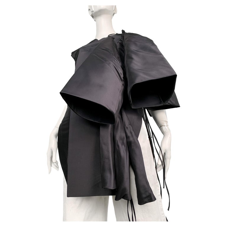 New w/Tags Rick Owens Runway SS 2015 Faun Silk Sleeveless Jacket, Vest in Black For Sale