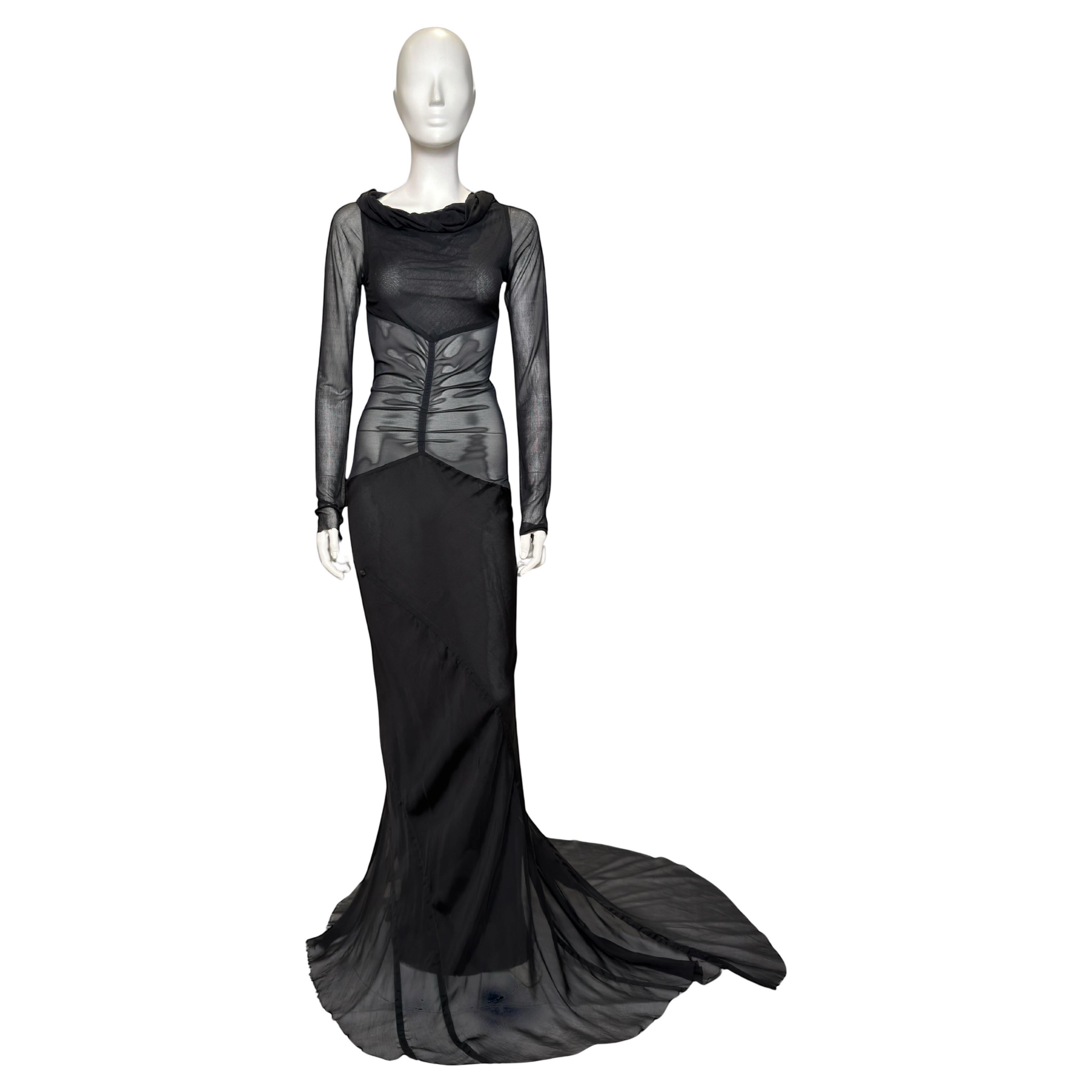 Rick Owens S/S 2006 Tungsten Black Silk Evening Mermaid Gown For Sale
