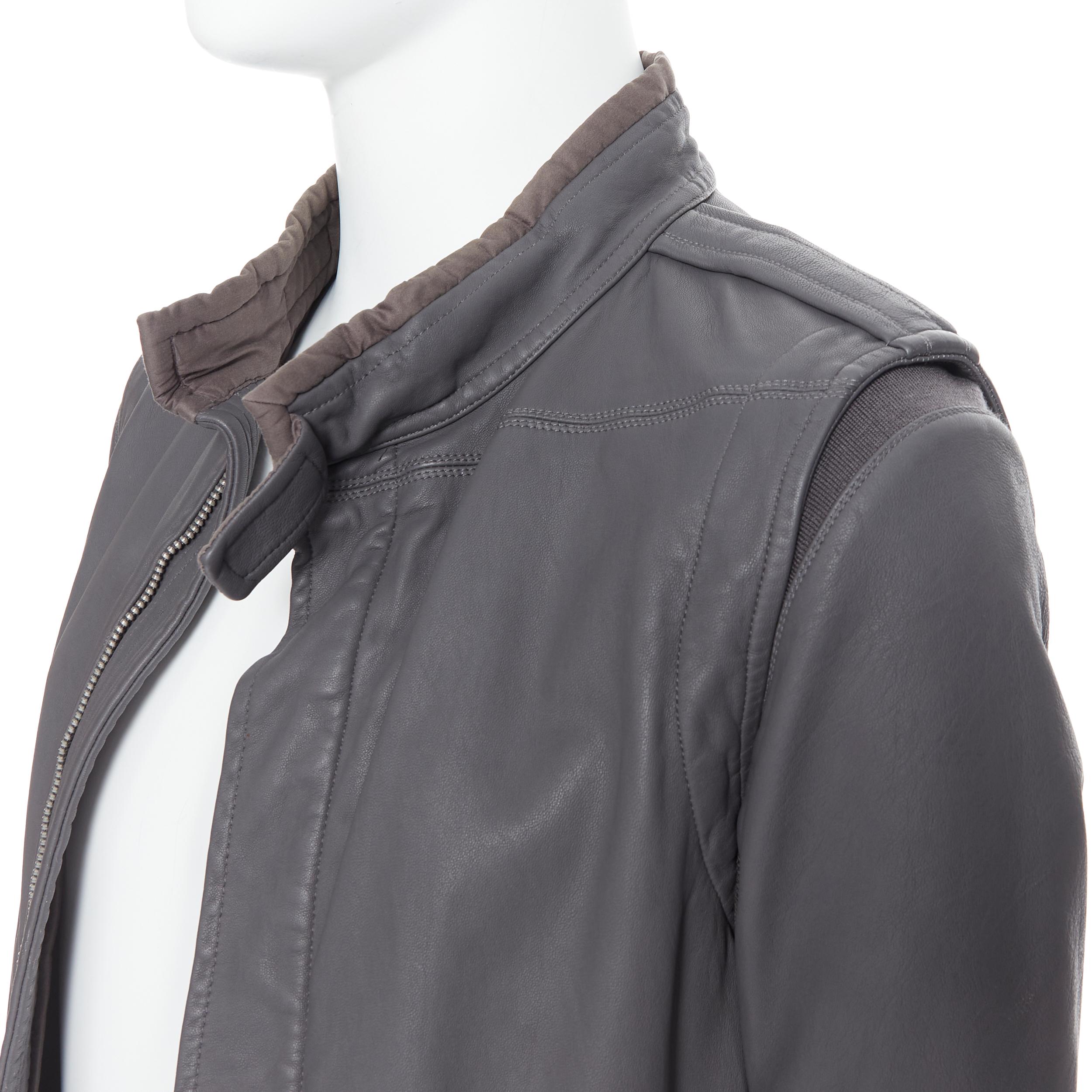 RICK OWENS shadow grey soft lamb leather aviator flight detail bomber jacket S 
Reference: PRCN/A00044 
Brand: Rick Owens 
Material: Leather 
Color: Grey 
Pattern: Solid 
Closure: Zip 
Extra Detail: Soft lamb leather. Aviator flight jacket detail.