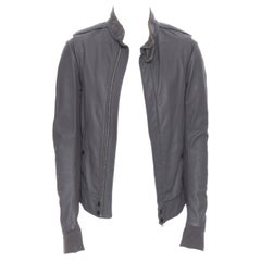 RICK OWENS shadow grey soft lamb leather aviator flight detail bomber jacket S