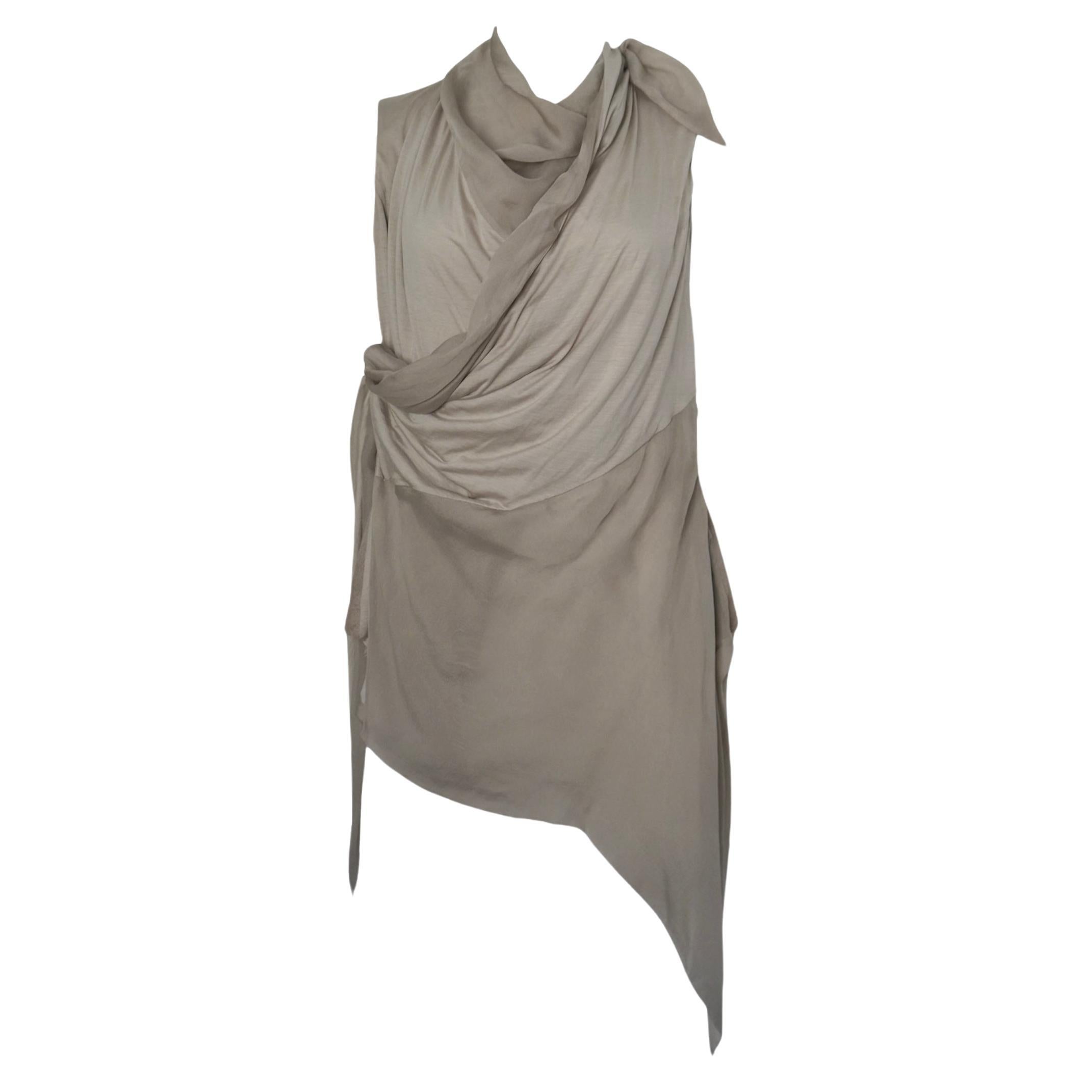 Rick Owens Silk Asymmetrical Draped Tunic   For Sale