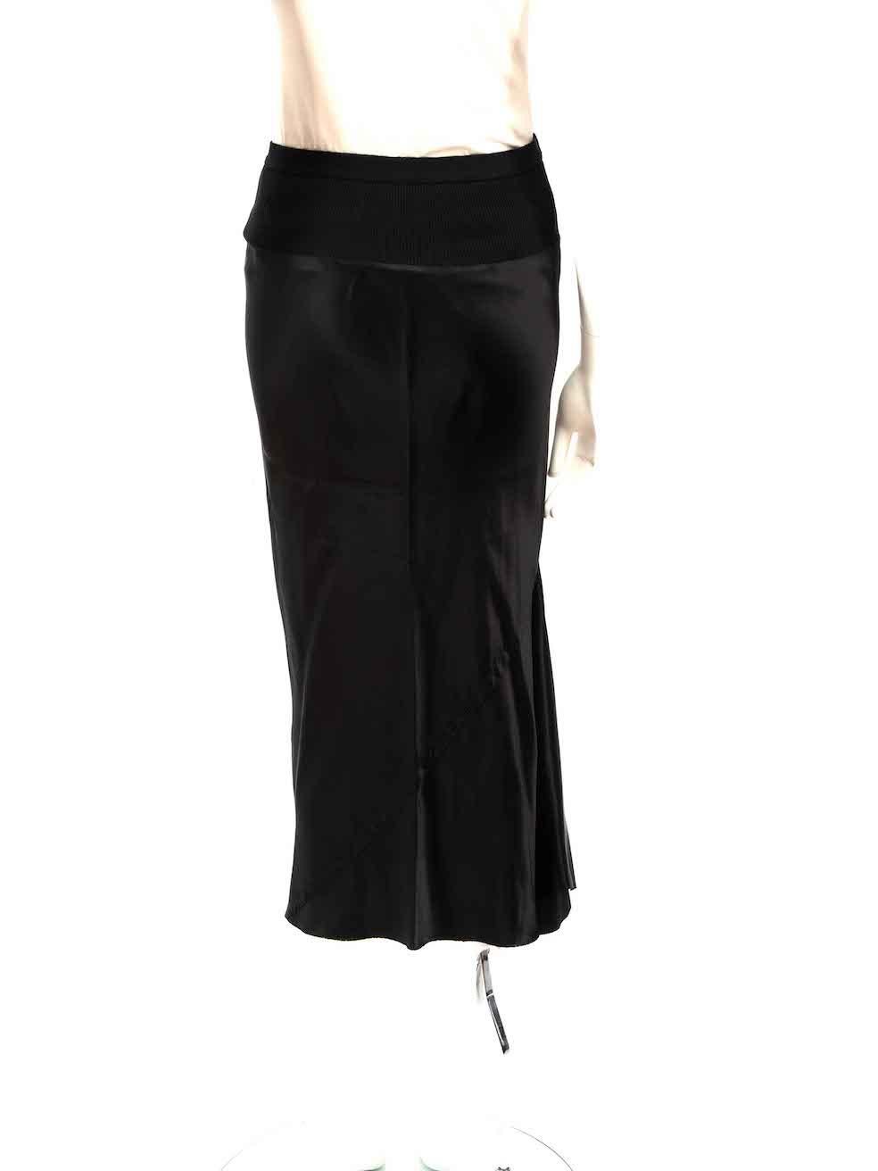 Rick Owens Sisyphus F/W 18 Black Satin Midi Skirt Size M In Good Condition For Sale In London, GB