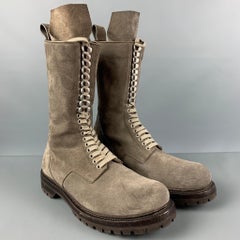 RICK OWENS Size 11 Taupe Suede Army Boots