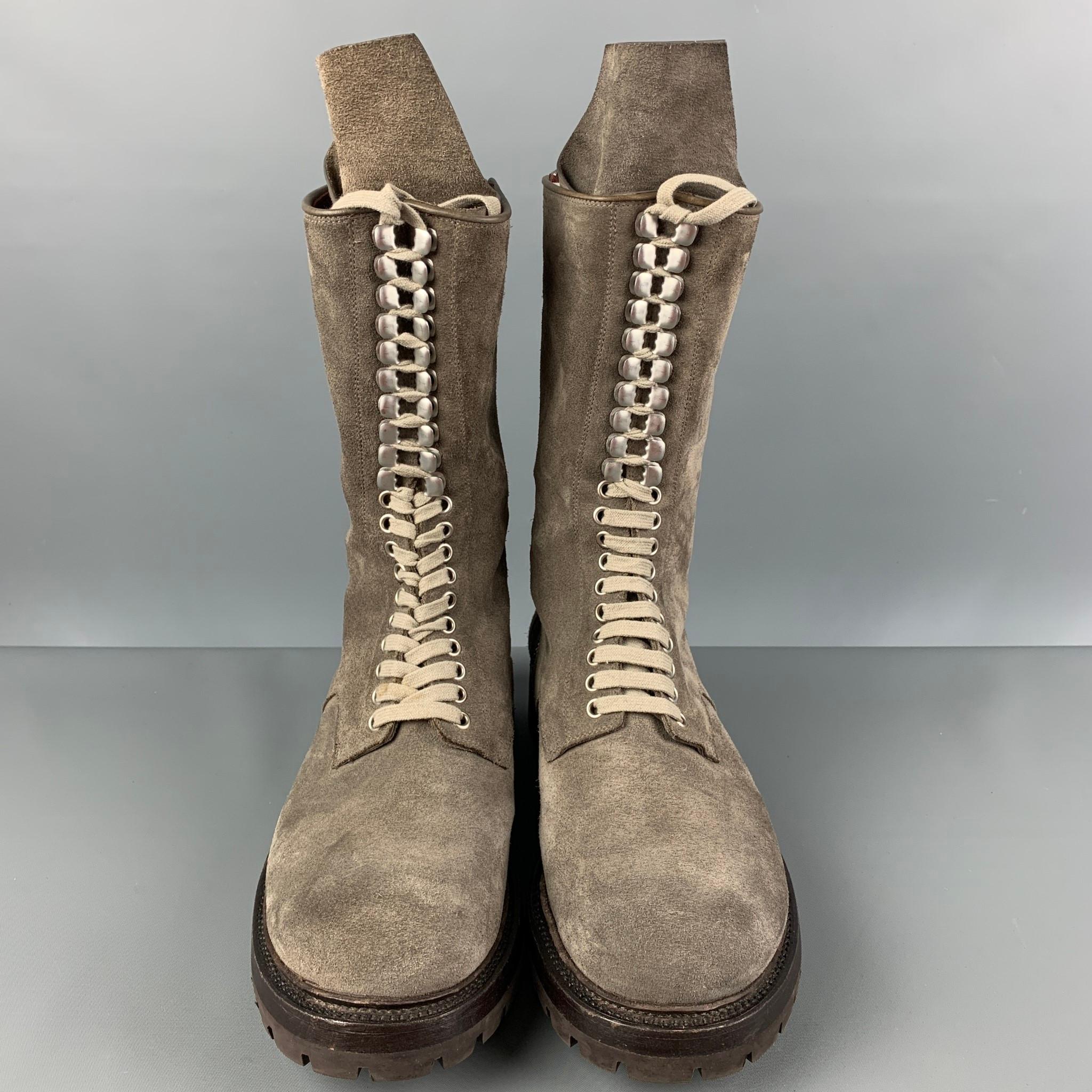 Men's RICK OWENS Size 11 Taupe Suede Army Boots
