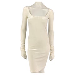 RICK OWENS Size 2 Cream Viscose Nylon Long Sleeve Mini Dress