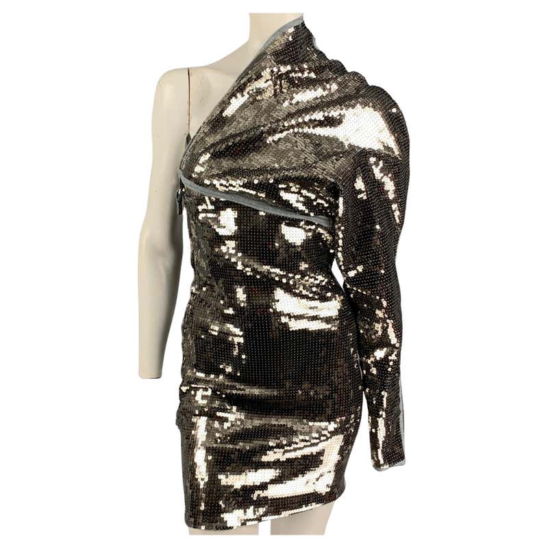 RICK OWENS Size 2 Silver Blue Cotton Diana Sequined Dress For Sale at ...