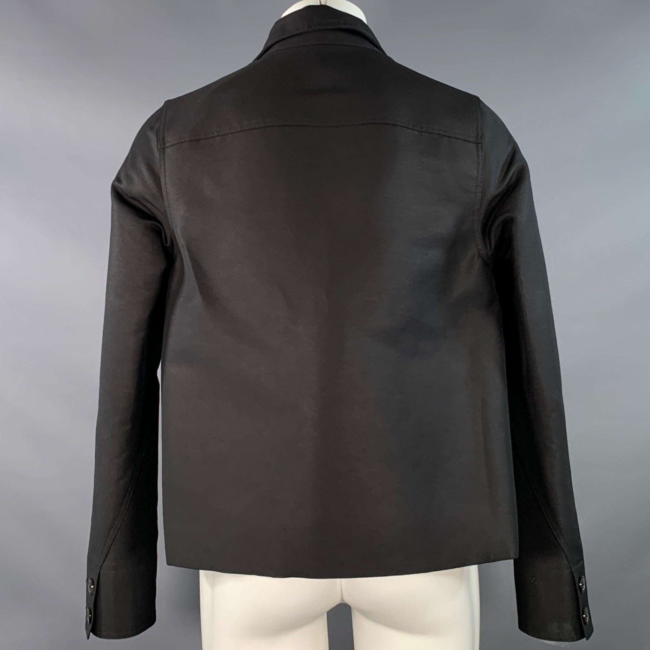 RICK OWENS Size 38 Black Cotton Blend Blouson Zip Up Jacket In Good Condition For Sale In San Francisco, CA
