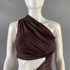 RICK OWENS Size 4 Purple Viscose Blend Draped One Shoulder Cocktail Dress