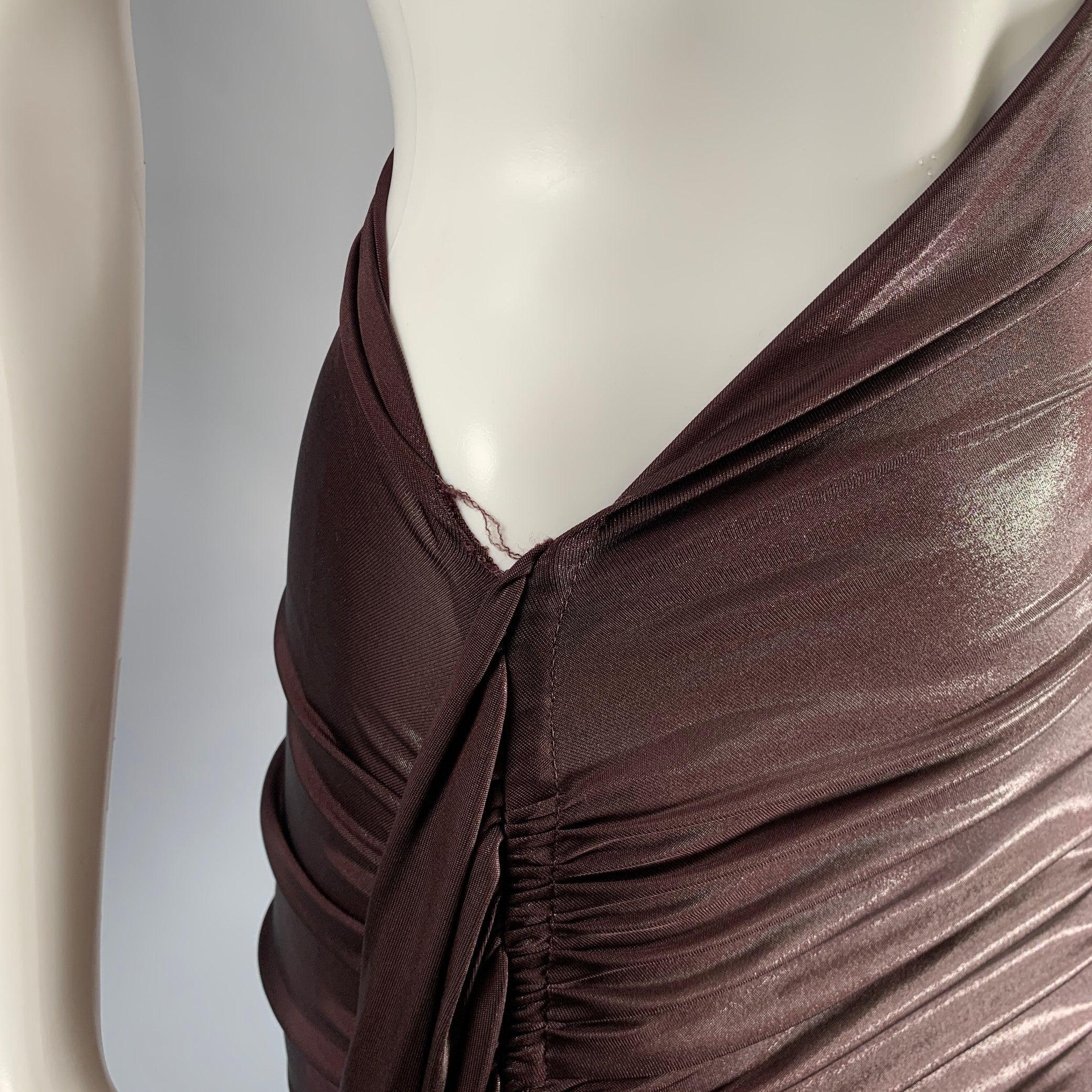 Women's RICK OWENS Size 4 Purple Viscose Blend Draped One Shoulder Cocktail Dress For Sale