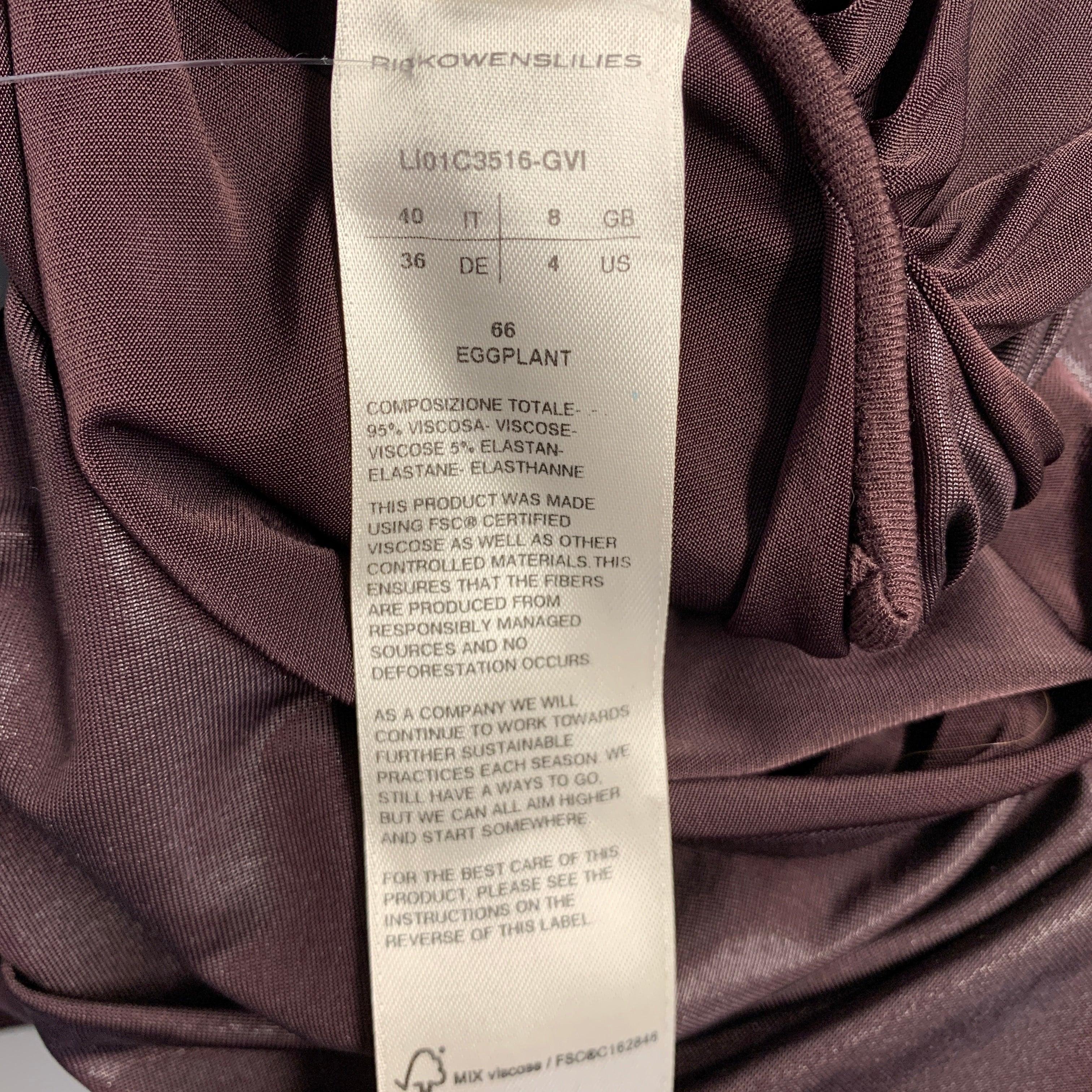 RICK OWENS Size 4 Purple Viscose Blend Draped One Shoulder Cocktail Dress For Sale 1