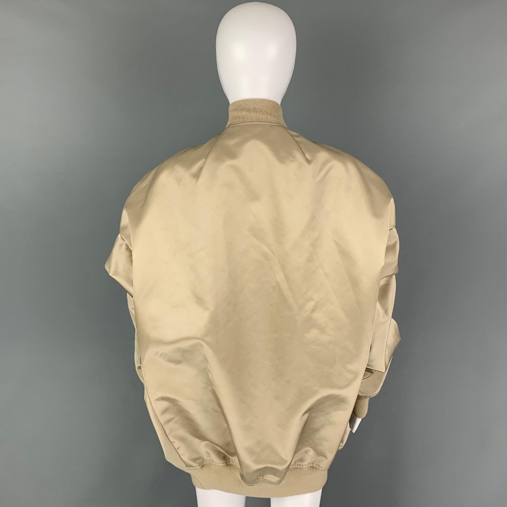 RICK OWENS Size 4 Shiny Sage Natural Jumbo Peter Flight Jacket In Good Condition For Sale In San Francisco, CA