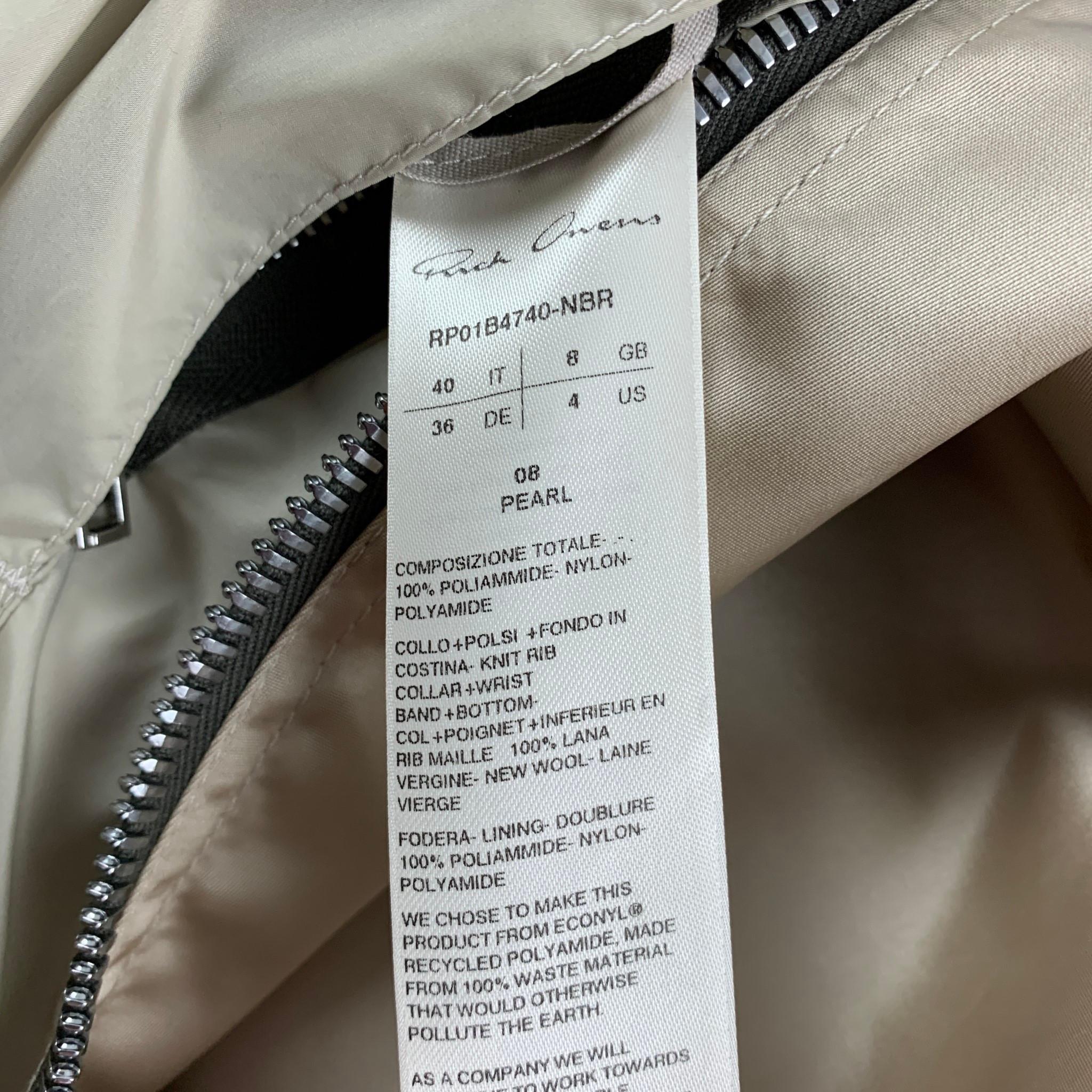RICK OWENS Size 4 Shiny Sage Natural Jumbo Peter Flight Jacket In Good Condition In San Francisco, CA