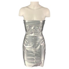 RICK OWENS Size 4 Silver Cotton Blend Strapless Cocktail Dress