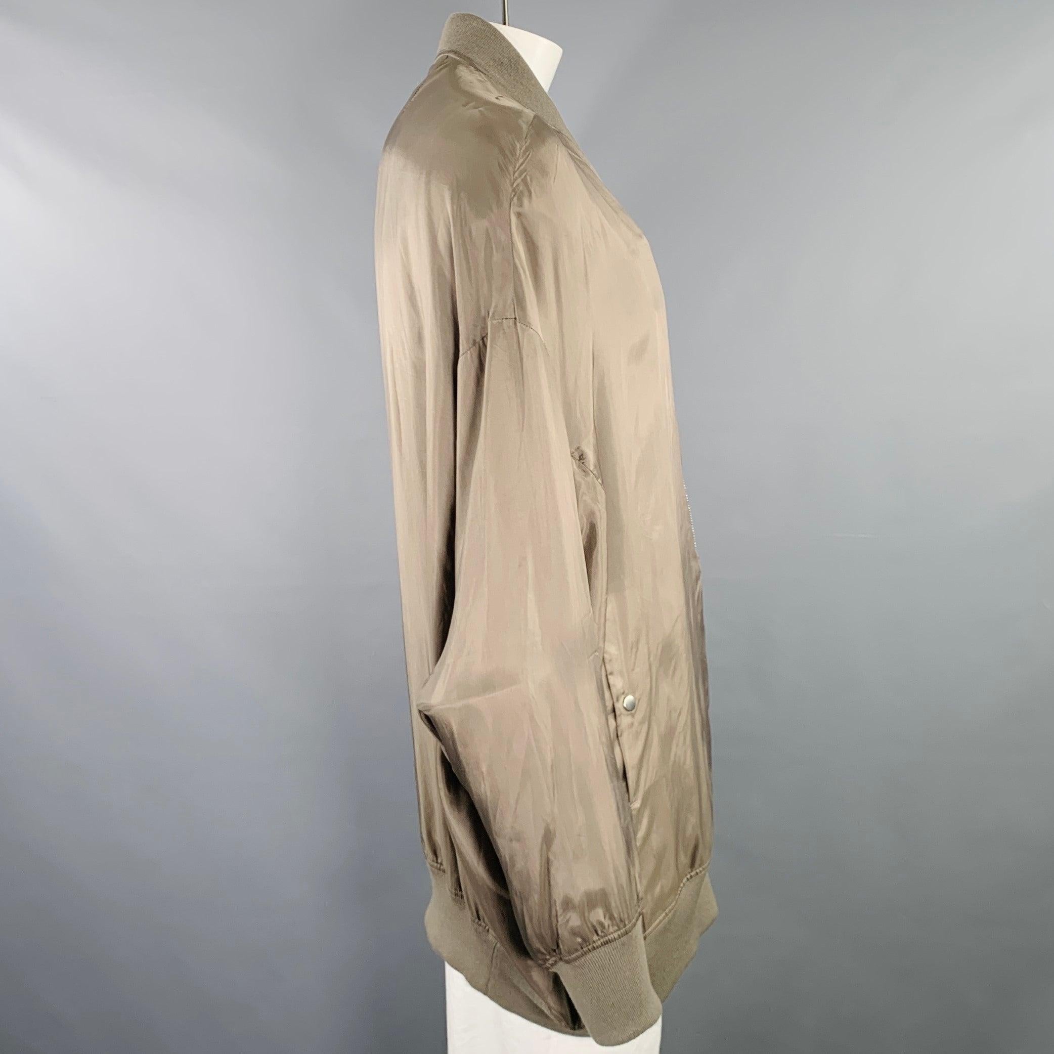 RICK OWENS Größe 44 Khaki Cupro Bomberjacke (Braun) im Angebot
