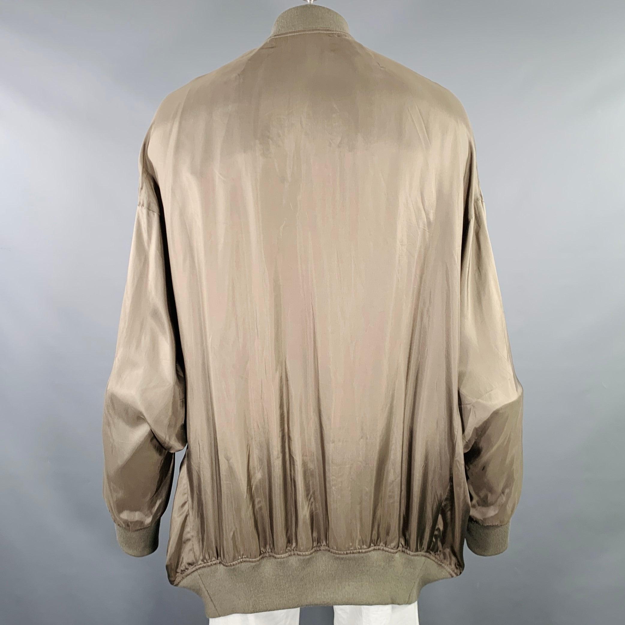 RICK OWENS Größe 44 Khaki Cupro Bomberjacke im Zustand „Gut“ im Angebot in San Francisco, CA