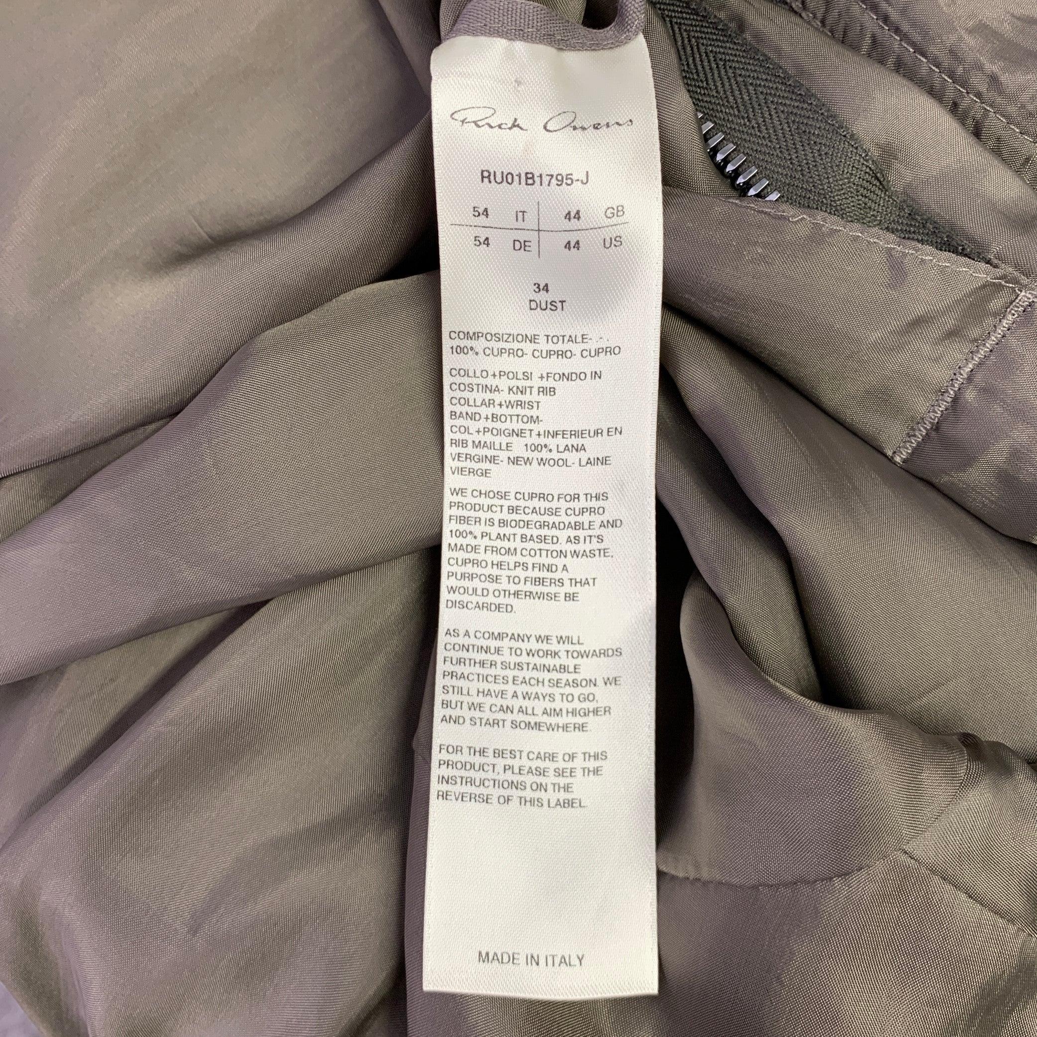 RICK OWENS Größe 44 Khaki Cupro Bomberjacke Herren im Angebot
