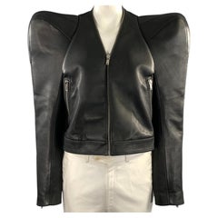 RICK OWENS Size 46 Black Leather Cropped Jacket