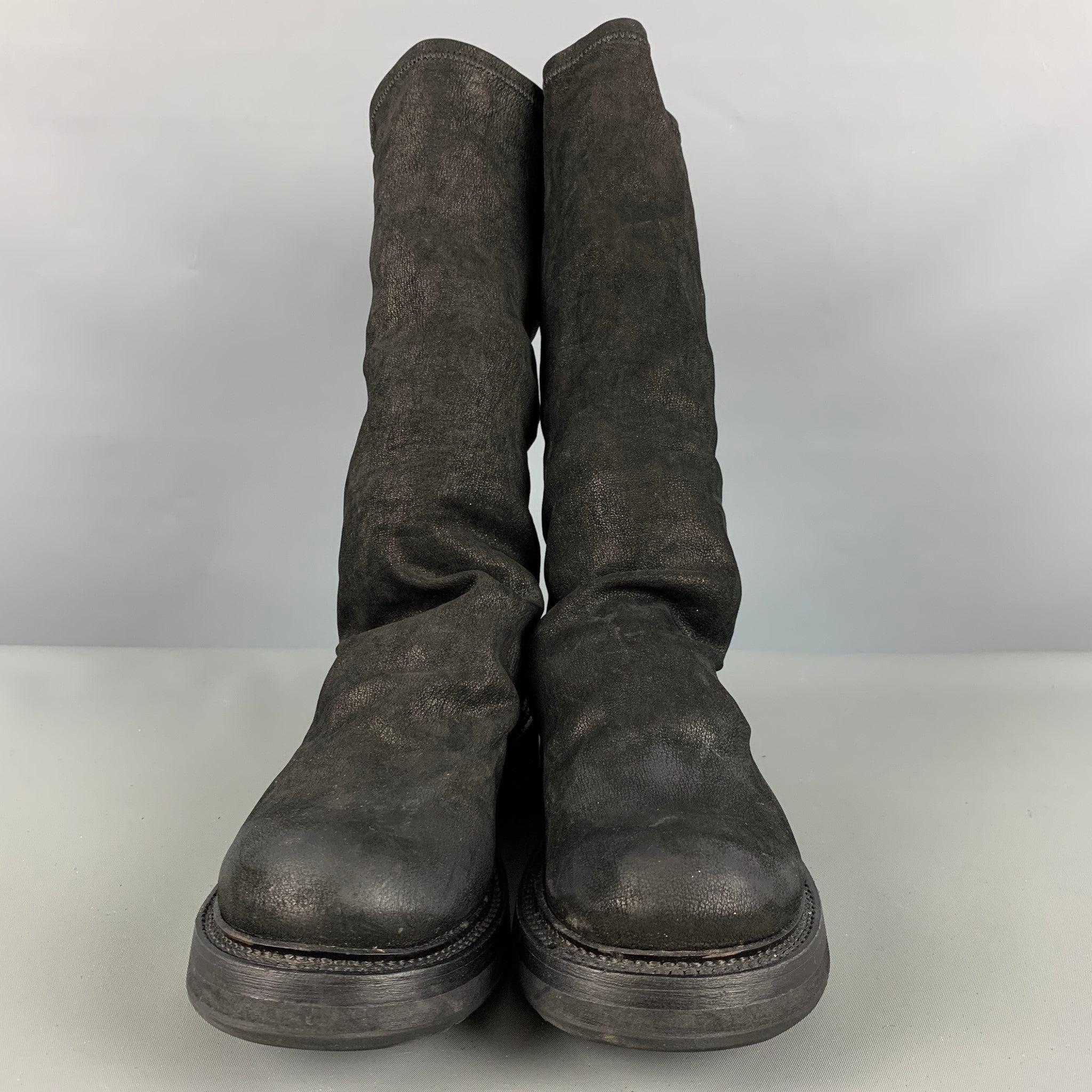 Women's RICK OWENS Size 7 Black Leather Boots For Sale