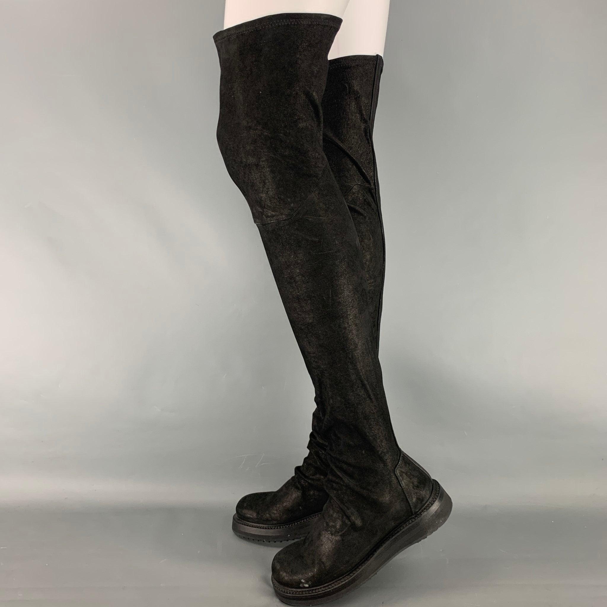 RICK OWENS Size 7 Black Leather Lamb Skin Pull On Boots In Good Condition For Sale In San Francisco, CA