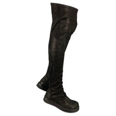 RICK OWENS Size 7 Black Leather Lamb Skin Pull On Boots