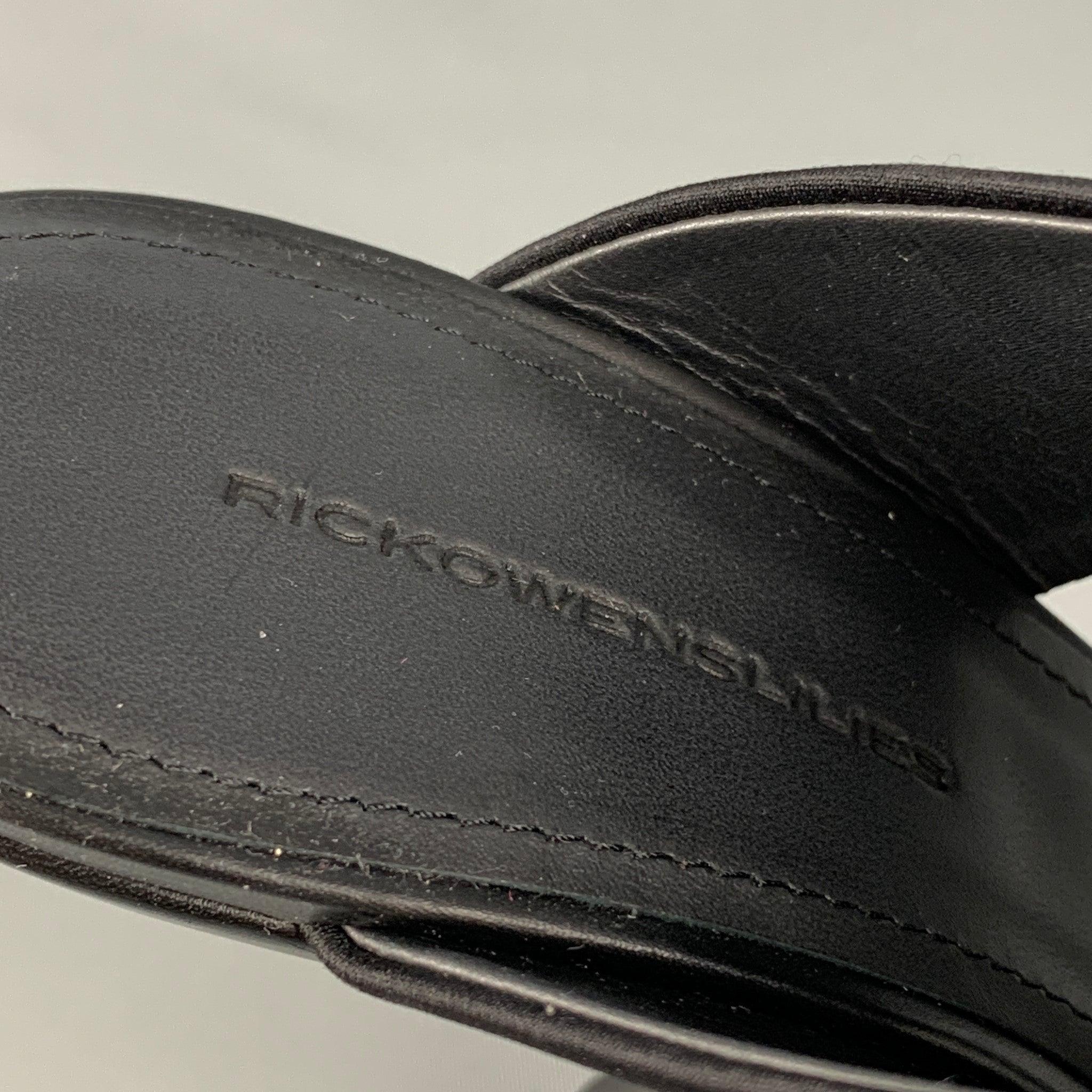 RICK OWENS Size 7 Black Nylon Curved Wedge Sandals For Sale 2