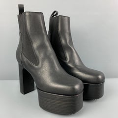 RICK OWENS Size 7.5 Black Leather 65mm Platform Boots