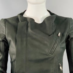 RICK OWENS Size 8 Black Lambskin Leather Biker Jacket