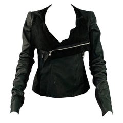 RICK OWENS Size 8 Black Lambskin Leather Biker Jacket