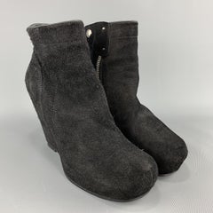 RICK OWENS Size 9 Black Suede Covered Platform Wedge Ankle Boots