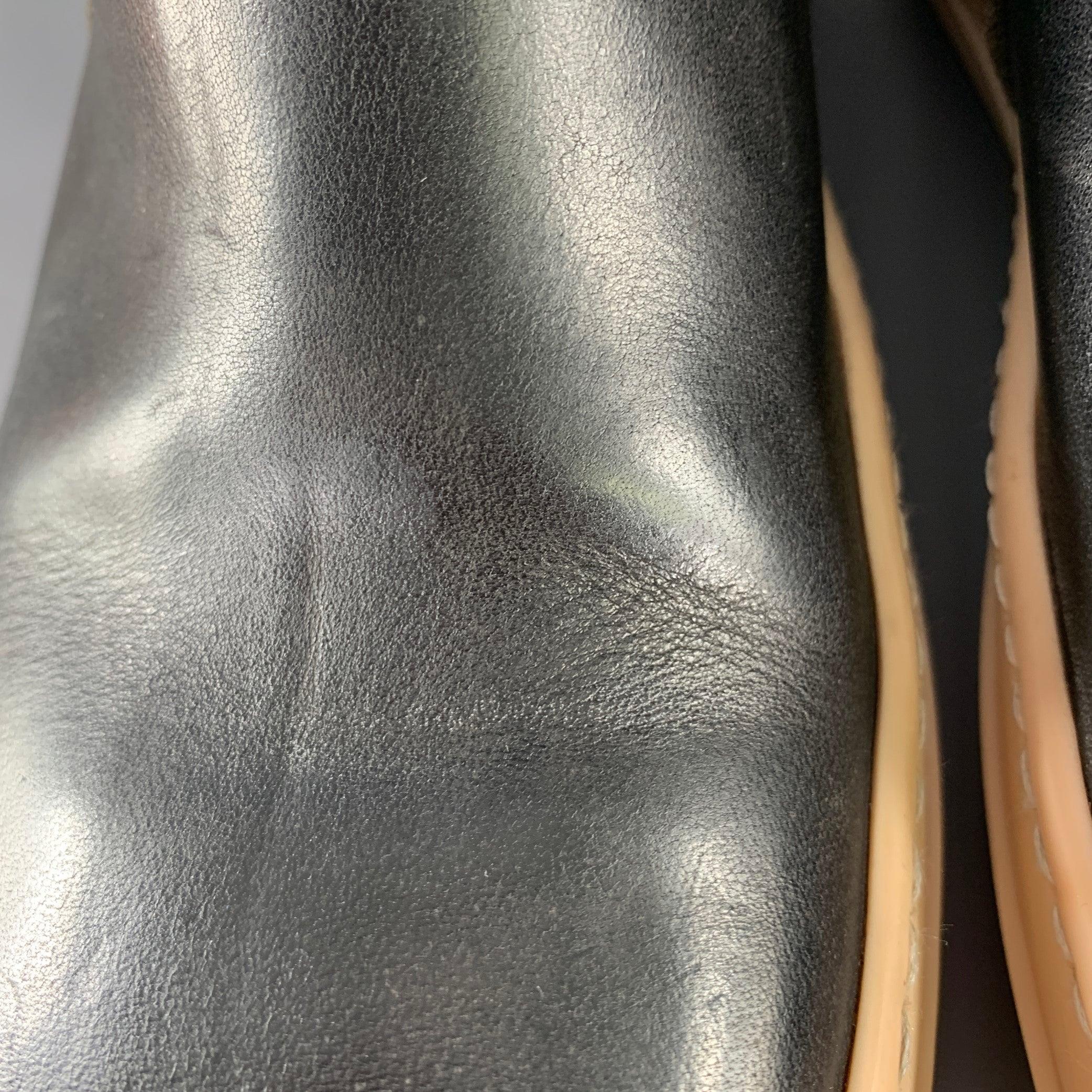 RICK OWENS Size 9 Black White Leather High Top Sneakers 6