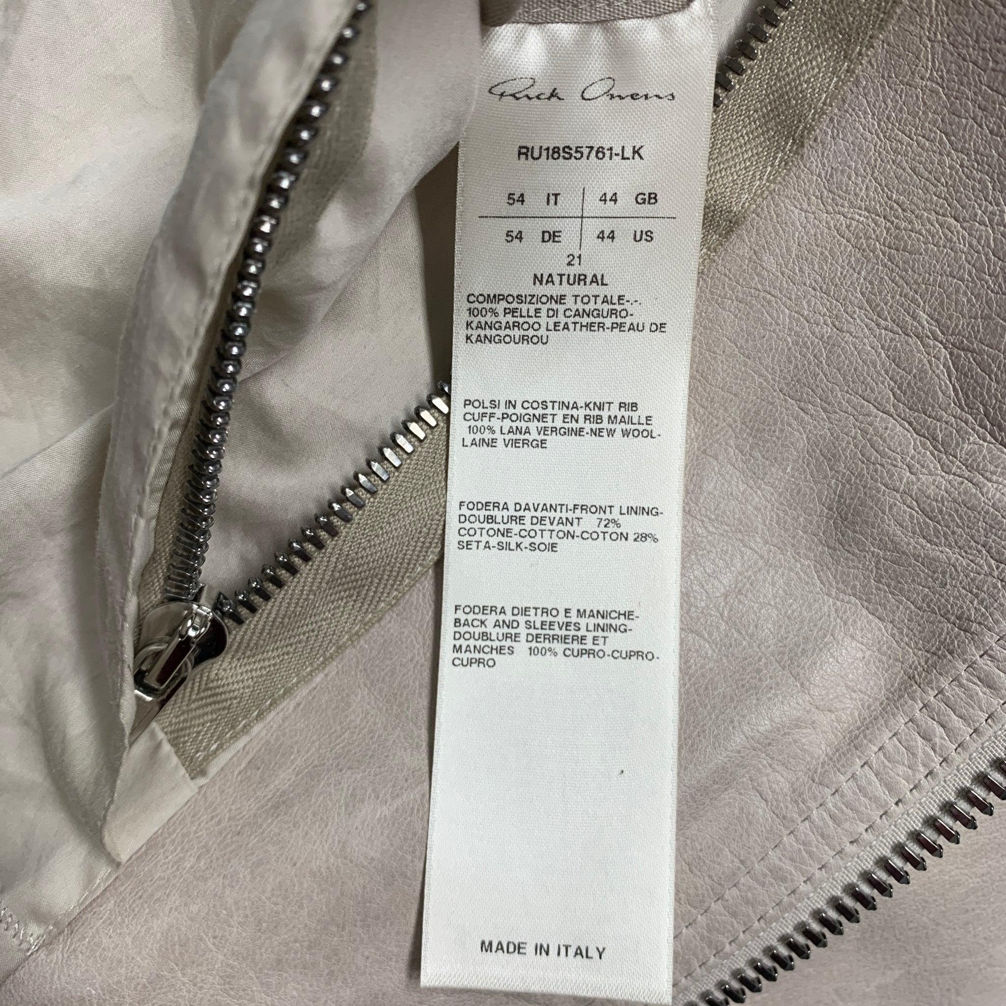 RICK OWENS Size L Grey Leather Zip Up Jacket For Sale 5