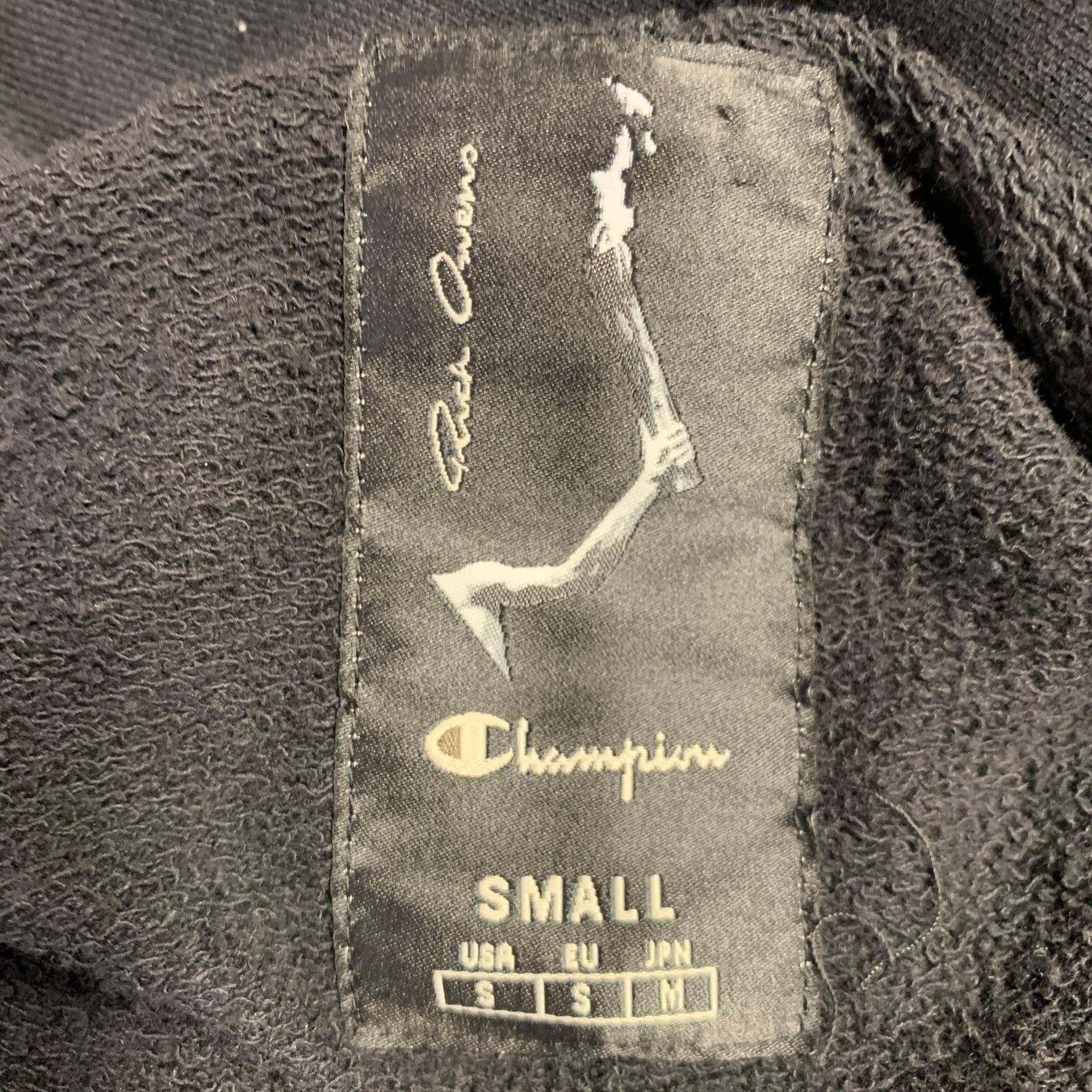 RICK OWENS Size S Black Cotton Polyester Hoodie Sweatshirt For Sale 1